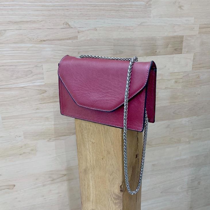 SMALL LEATHER STITCHED FLAP BAG - PAULINE