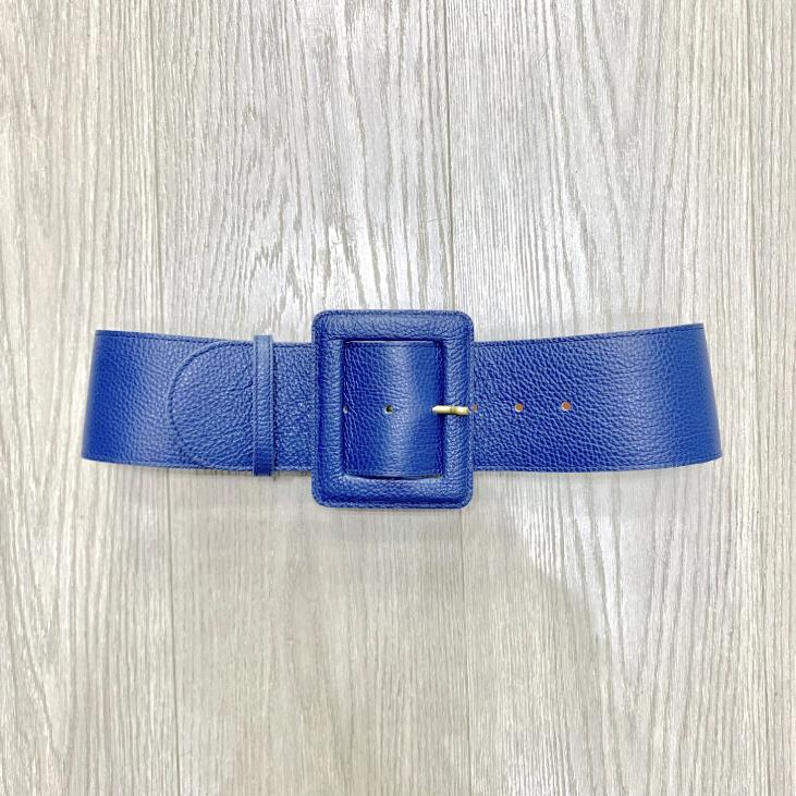 High-waist wide cow leather belt with covered buckle - Bekaloo