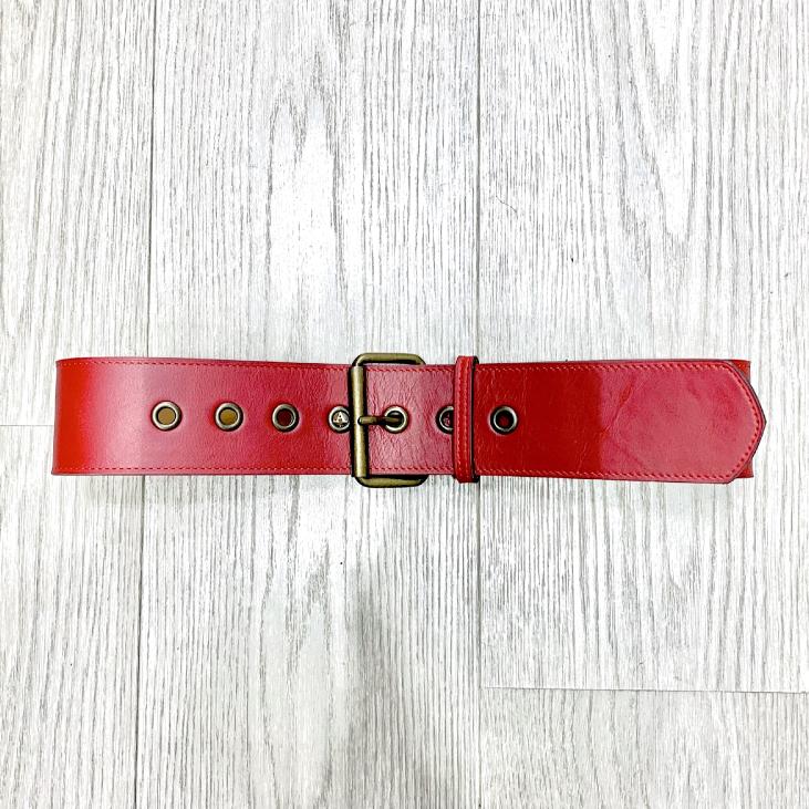 Large leather belt with eyelets - Bekaloo