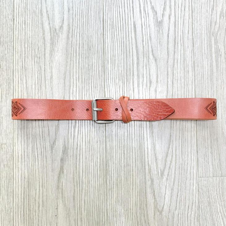 Cowskin leather belt with ethnic inspiration patterns - Bekaloo