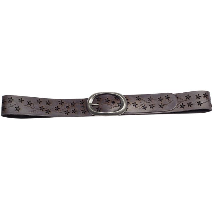 Leather belt with floral patterns perforated- Bekaloo