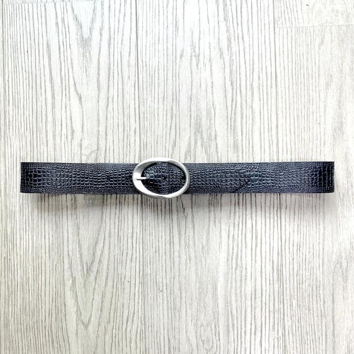 Cowskin leather belt croco pattern - Bekaloo