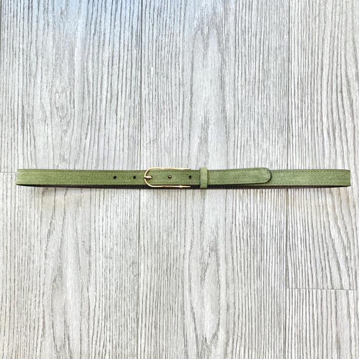 Thin leather belt with thin gold buckle - Bekaloo