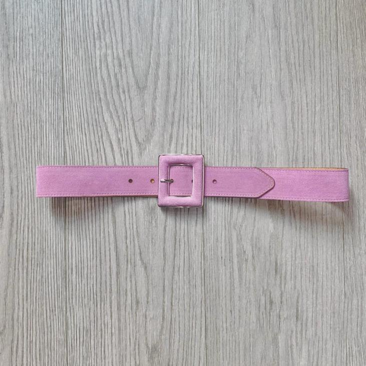 Thin suede belt with covered buckle - Bekaloo