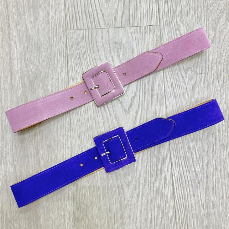 Thin suede belt with covered buckle - Bekaloo