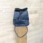 Small leather purse bag patchwork style - CLARA Couleur : Navy blue