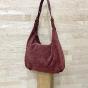 Soft suede leather hobo bag - JENNIFER Couleur : Burgundy