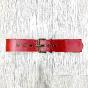 Large leather belt with eyelets - KATE Couleur : Red