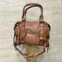 Big soft studded leather bag - CINDY Couleur : Camel