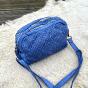 Leather braided double zipped bag - HELENE Couleur : Blue