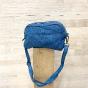 Leather braided double zipped bag - HELENE Couleur : Navy blue