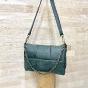 Big quilted leather flap bag - CAROLINE Couleur : Green