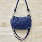 Small leather braided pouch - JESSIE Couleur : Blue