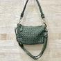 Small leather braided pouch - JESSIE Couleur : Green