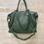Leather braided shoulder bag - LESLIE Couleur : Kaki