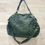 Braided leather trapeze bag with double zipped closure - MAYA Couleur : Green