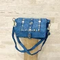 Leather studded flap bag - MARIA Couleur : Blue