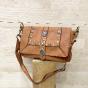 Leather studded flap bag - MARIA Couleur : Camel