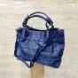 Leather patchwork style bag - LOUNA Couleur : Navy blue