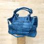 Leather patchwork style bag - LOUNA Couleur : Blue