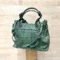 Leather patchwork style bag - LOUNA Couleur : Green