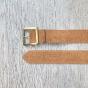 HIGH-WAIST SUEDE BELT WITH GOLD SQUARE BUCKLE - BETTY Couleur : Camel