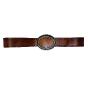 Large oval-shaped western-style buckle leather belt - KARINE Couleur : Camel