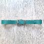 Turquoise pearl and sculptured buckle leather belt - TIFFANY Couleur : Green bottle