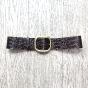 High-waist leather belt embossed with crocodile patterns and gold buckle - CELINE Couleur : Brown