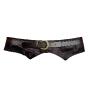 Large asymmetric leather buttons belt - LUCIE Couleur : Brown