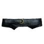 Large asymmetric leather buttons belt - LUCIE Couleur : Black
