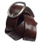 Leather belt with floral patterns perforated- Bekaloo