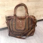 Big studded leather bag - LUCILE Couleur : Camel