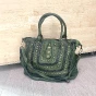 Big studded leather bag - LUCILE Couleur : Green