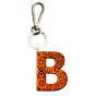 Leather keychain - Letter B Couleur : Orange