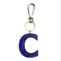 Leather keychain - Letter C Couleur : Blue