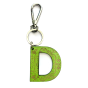 Leather keychain - Letter D Couleur : Green
