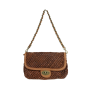 Small leather braided pouch bag with clasp - JENNY Couleur : Camel