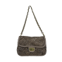 Small leather braided pouch bag with clasp - JENNY Couleur : Taupe