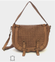 Braided leather satchel bag - SABRINA Couleur : Camel