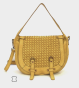 Braided leather satchel bag - SABRINA Couleur : Mustard