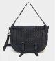 Braided leather satchel bag - SABRINA Couleur : Black