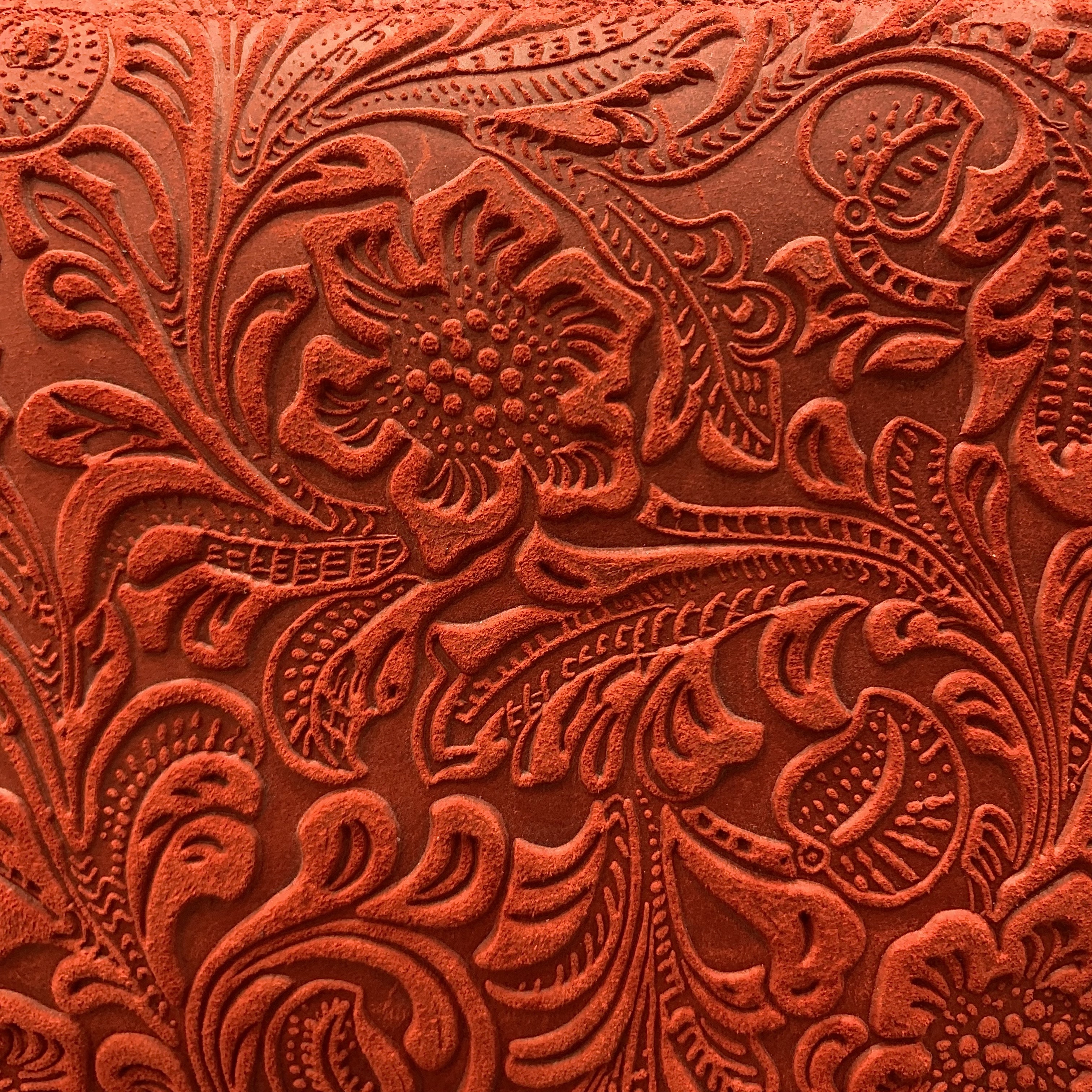 Suede Leather Embossed with Flower Pattern