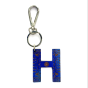 Porte-clés cuir - Lettre H Couleur : Bleu