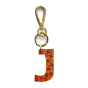 Porte-clés cuir - Lettre J Couleur : Orange
