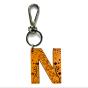 Porte-clés cuir - Lettre N Couleur : Orange